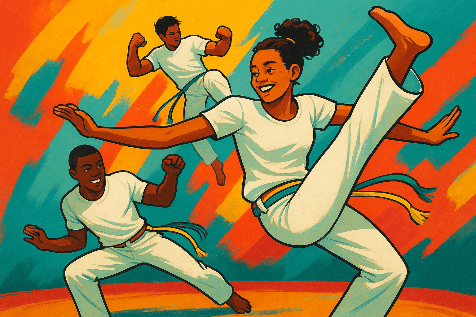 Capoeira students training